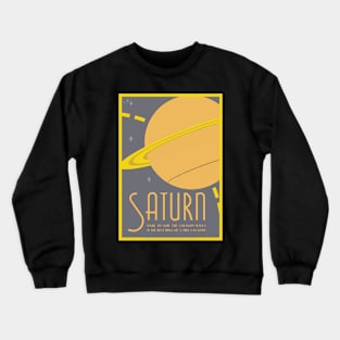 Saturn Art Deco Space Travel Poster Crewneck Sweatshirt